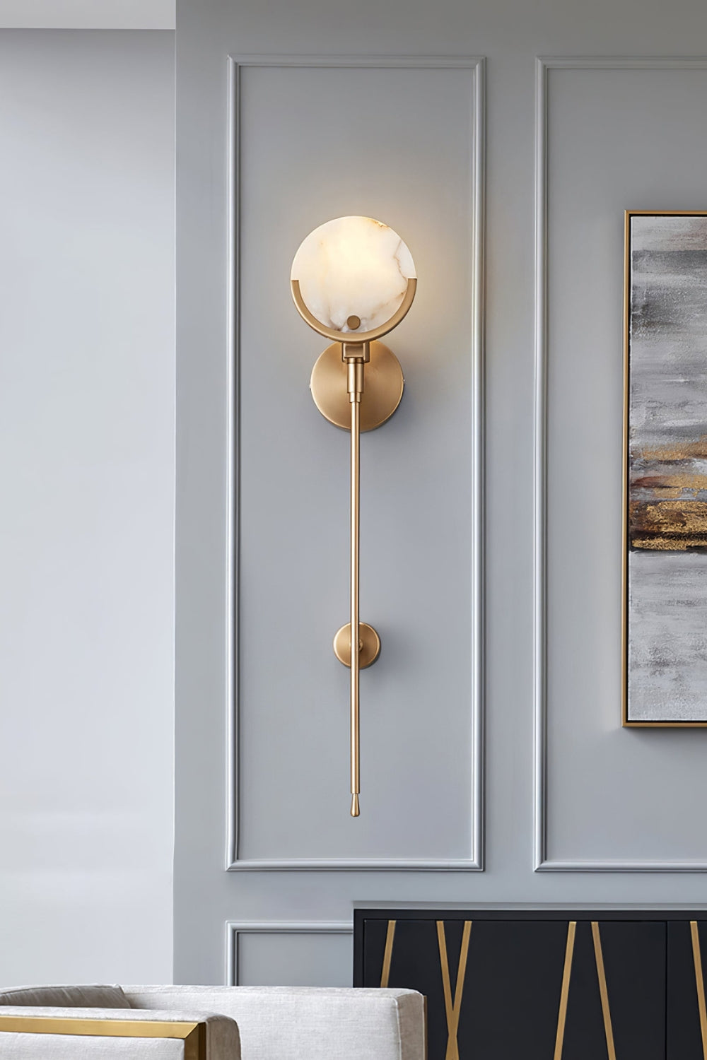 Alabaster Ava Brass Wall Lamp