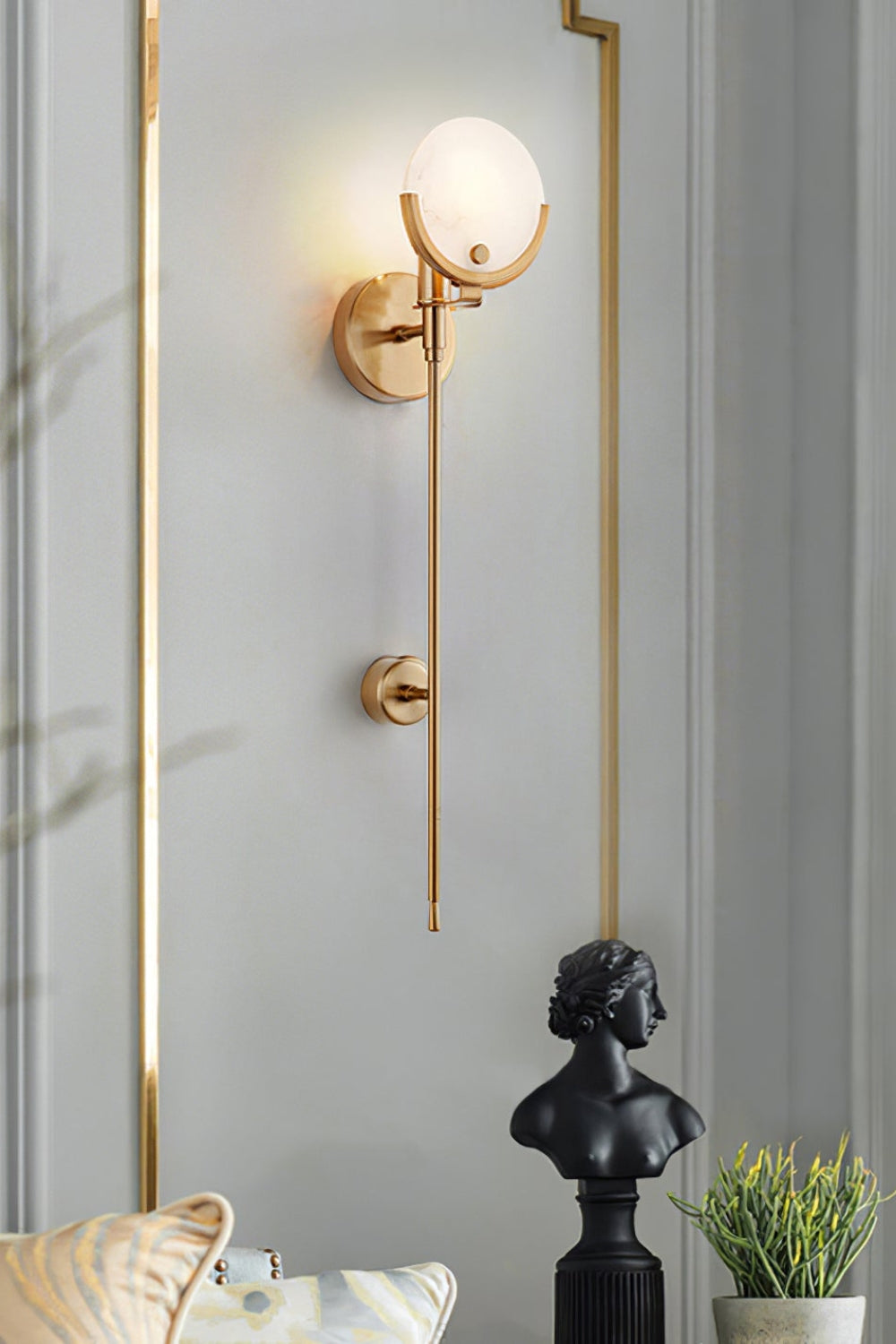 Alabaster Ava Brass Wall Lamp